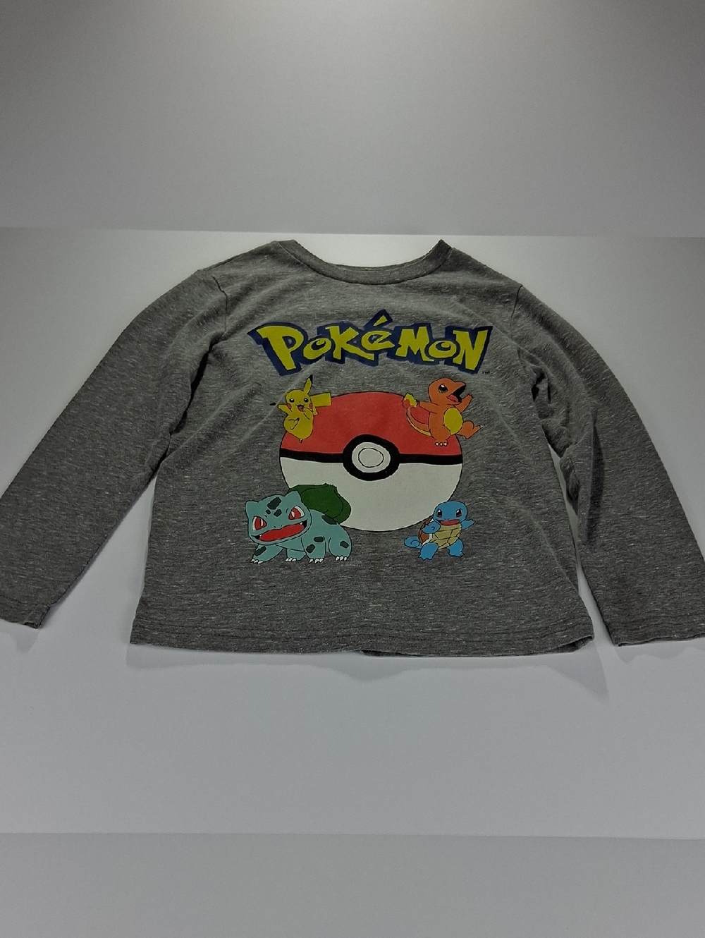 Boys Jumping Beans Pokemon Long-Sleeve Tee Shirt Size 5 Gray With Center Graphic